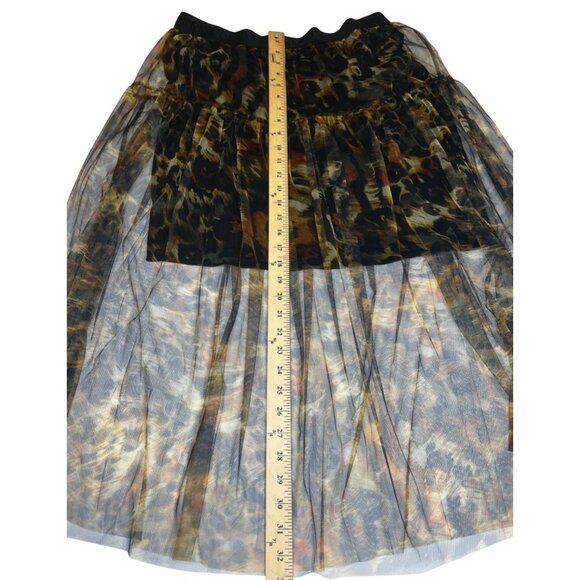 DKNY Logo Band Tulle Leopard Print Midi Skirt Womens Size Large - Picture 4 of 12